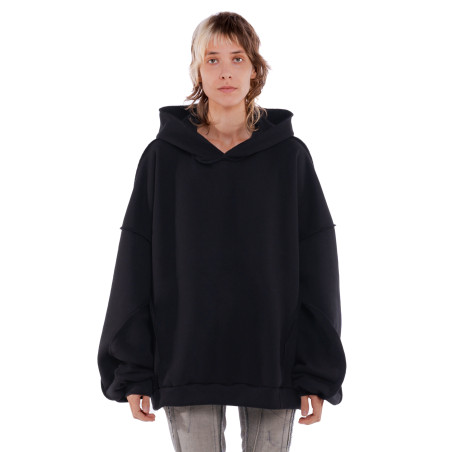 "BLANK" HOODIE DEEP BLACK